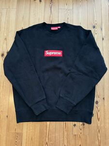 美品　Supreme Box Logo Crewneck Black ブラック レッド ボックスロゴ クルーネック トレーナー スウェットシャツ