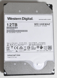 12TB Western Digital WD120EMAZ HDD ハードディスク ヘリウムガス充填 正常動作品 SATA600 5400RPM USB-C HDDケース付