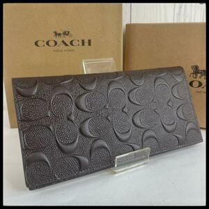 【新品】COACH 茶色 ブラウン シグネチャー コーチ F75365 長財布 財布　二つ折り財布　折り財布　メンズ　レディース　プレゼント