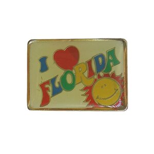 ピンズ ピンバッジ 留め具付き ピンバッチ I LOVE FLORIDA 太陽 フロリダ州 レトロ