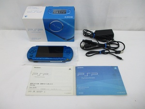 7759Ｂ PSP本体 バイブラント・ブルー PSP-3000VB ゲーム機 動作確認済み 初期化済 8GB メモリースティック プレイステーションポータブル