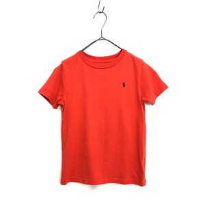 EZ3404●RALPH LAUREN キッズ ワンポイント 半袖 Tシャツ●5/115●レッド ラルフローレン