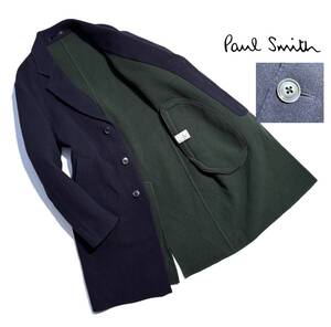 最高級【定価6万超】Paul Smith ポールスミス メルトン チェスターコート L メンズ【MELTON SINGLE-CHESTER COAT】ウール ネイビー