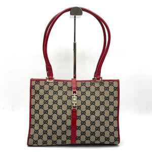 1円 GUCCI グッチ ジャッキー GGキャンバス レザー トートバッグ ショルダー 肩掛け ゴールド金具 002 1073