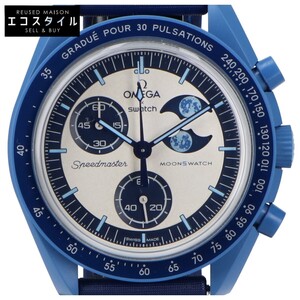 【新品同様/1円】 OMEGA オメガ ×Swatch MISSION TO THE SUPER BLUE MOONPHASE SO33N700 クロノグラフ クオーツ 腕時計