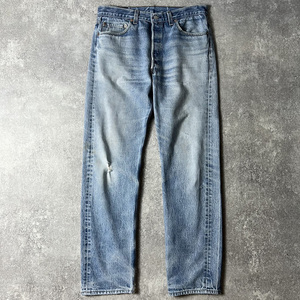 ヒゲ 90s USA製 Levis 501 ストレート デニム パンツ 35 34 / 90年代 アメリカ製 オールド リーバイス ジーンズ ジーパン 脇割り