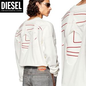 新品 未使用 タグ付き M ★定価53,900円 DIESEL ディーゼル メンズ メガオーバルDロゴ スウェット プルオーバー クラッシュディテール 10