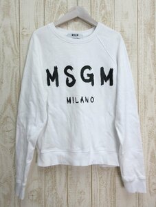 MSGM/エムエスジーエム：スウェット トレーナー ロゴ クルーネック 裏起毛 2542MDM189 ホワイト サイズXS/レディース/中古/USED