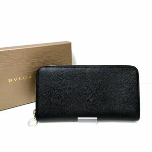 美品 BVLGARI/ブルガリ 36710 ジップアラウンド ウォレット　ラウンドジップ長財布 BLK