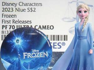 2023年 PF70 ULTRA CAMEO アナと雪の女王 エルサ ディズニー 銀貨 NGC 鑑定 未使用 ニウエ ニュージーランド Disney Frozen 1st 初版発行