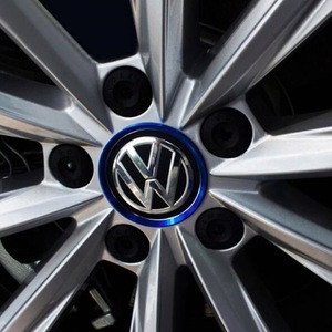 ホイールハブ アクセサリー ４個セット 装飾 サークル ブルー アルミ合金 リング ステッカー VW フォルクスワーゲン ゴルフ ポロ ジェッタ