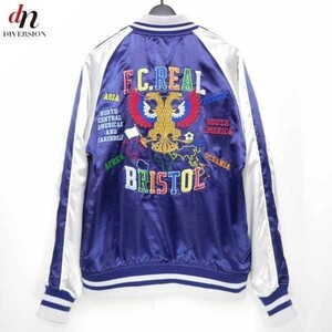 18SS F.C.Real Bristol FCRB REVERSIBLE PDK JACKET リバーシブル バック刺繍 ジップ ジャケット ブルゾン スタジャン スカジャン NAVY S