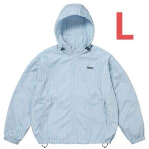 24aw Supreme Reflective Pinstripe Track Jacket トラック　ジャケット　水色　ストライプ　L 