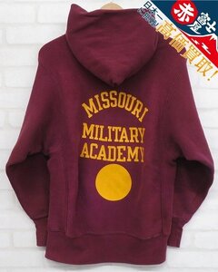 7T8855/チャンピオン MISSOURI MILITARY ACADEMY リバースウィーブスウェットパーカー 青単色タグ 目無し USA製 Champion