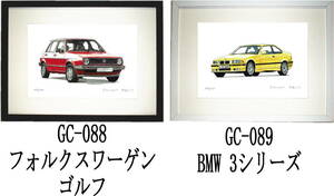 GC-088ワーゲンゴルフ・GC-089 BMW 限定版画300部 直筆サイン有 額装済●作家 平右ヱ門 希望ナンバーをお選び下さい。