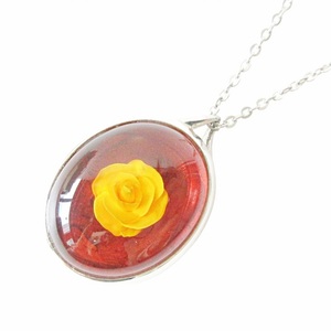 misty ネックレス ペンダント SV925 薔薇モチーフ シルバー 琥珀色 0514 レディース