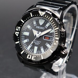 SEIKO SCUBA セイコー スキューバ ダイバー 200M防水 7S26-03G0 自動巻き ブラックモンスター 西/英デイデイト 純正ブレス メンズ腕時計