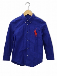 ラルフローレン RALPH LAUREN ビッグポニー刺繍 長袖 コットン ボタンダウンシャツ 7 BLUE ブルー キッズ