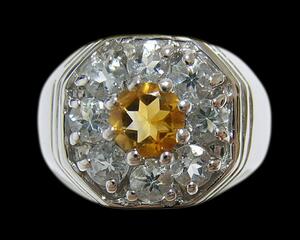 送料無料 『天然シトリン』 アクアマリン　デザインリング　指輪　黄水晶