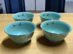 湯呑み  和食器  茶道具  レンジOK  蝶  陶器  4セット