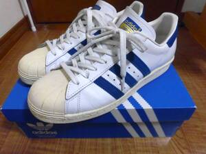 アディダス スーパースター80s G61068 27.0cm US9 ホワイト/ダークロイヤル/チョーク 金ベロ adidas SUPERSTER White / Dark Royal / Chalk