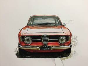 【正規品 絶版】Bowイラスト アルファロメオ 1300ジュニア カーマガジン 157 Alfa Romeo 1300 junior クラシックカー 旧車 絵