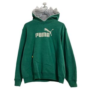 PUMA ロゴ スウェット パーカー キッズ M グリーン プーマ プルオーバー 古着卸 アメリカ仕入 a607-6657