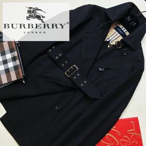 b38 超美品【高貴なコーデ】参考価格12万●BURBERRY LONDON●メゾンな気品〜高級トレンチpコート バーバリーコート レディース L 11