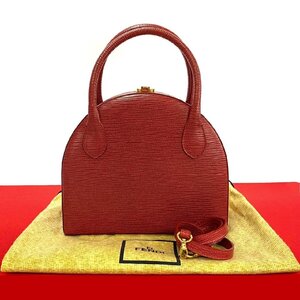 ほぼ未使用 希少品 保存袋付 FENDI フェンディ レザー 2way ショルダーバッグ ハンドバッグ ミニ トートバッグ レッド 赤 19229