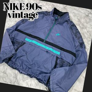 90s NIKE テック ナイロン ハーフジップ プルオーバー y2k サイバー