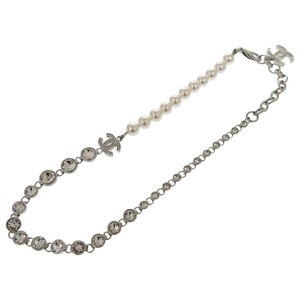 新品同様 シャネル コスチュームパール クリスタル ネックレス チョーカー NECKLACE B23S ABA625 メタル シルバー 0164 CHANEL