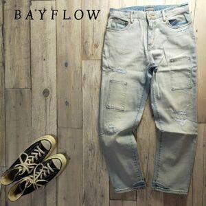 ☆BAY FLOW ベイフロウ☆USED クラッシュ リペア加工 ストレッチ デニム Size（2） S548