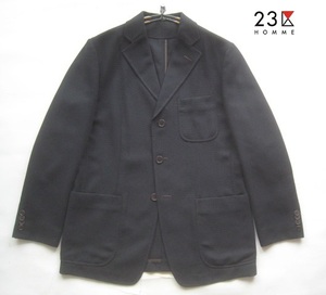 美品!!23区オム 23区HOMME*春夏モデル ワッフル織り清涼ポリエステル3つボタンジャケット 46 実寸M 紺ブレザー オンワード樫山