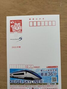 即決　年賀はがき　63円はがき　エコー年賀はがき　2022　令和４年　インクジェット紙　とら　虎　京成スカイライナー　未使用はがき