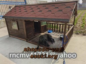 ドッグハウス 室外 ドアと窓付きの犬用犬小屋 ホームタウン ドッグハウス テラス 屋外 木製 大型犬用 XL 犬小屋