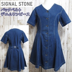 ワンピース デニムワンピース 半袖 ひざ丈 無地 デニム 綿100％ チュニック SIGNAL STONE 日本製