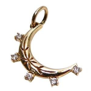 J◇K10 ノジェス 三日月デザイン♪ペンダントトップ イエローゴールド 10金 ストーン付 Yellow gold pendent charm NOJESS【ネコポスOK】