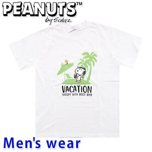 スヌーピー プリント 半袖 Tシャツ メンズ グッズ PEANUTS 犬 かすれ S1122-58B Mサイズ WH(ホワイト)