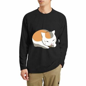 メンズ 長袖 夏目友人帳 ニャンコ先生 猫 アニメ Tシャツ ロン 大きいサイズ トップス ファッション ロングスリーブTシャツ