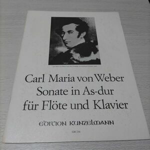 楽譜　フルート／ピアノ　カール・マリア・フォン・ウェーバー　フルート・ソナタ変イ長調　Op.39　　棚EnA1