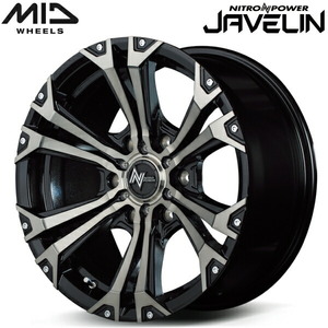 MID NITRO POWER JAVELIN 4本Set ブラックメタリックポリッシュブラッククリア+ピアス＆ミルド 6.5J-17インチ 6穴/PCD139.7 インセット+38