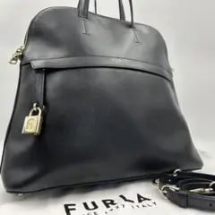 フルラ ショルダーバッグ 2way パイパー アーチロゴ 金具 レザー 黒