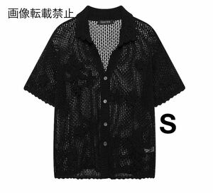 black vintage ヴィンテージ レトロ メッシュ 半袖 ニット トップス Sサイズ レディース★ZARA 好きな方に★2024 A/W 早秋新作 新品★