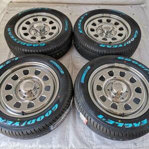 新品 デイトナ 17-6.5J＋38 6-139.7 クローム タイヤ付4本SET 215/60R17 グッドイヤーナスカー ハイエース200系 (W2169-0)