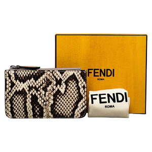 中古 美品 フェンディ カードケース コインケース パイソン ヘビ革 Aランク 8AP161 レザー メンズ レディース FENDI【送料無料】【西神店】