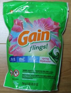 アメリカ ゲインパックス Gain Pacs 洗濯用洗剤 スプリングデイドリーム 37個