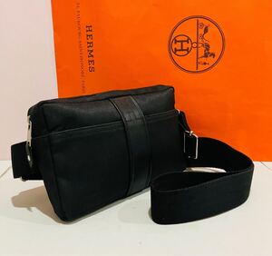 HERMES 極上美品 ブラック ボディ バッグ エルメス アカプルコ サンチュール ショルダー バック