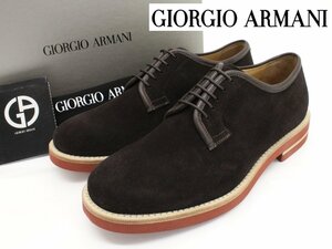 13万新品◆7=26cm◆GIORGIO ARMANI アルマーニ 焦茶スエードレザーシューズ1円