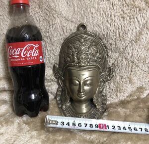 YK-4886 中古品 仏 オブジェ 置き物 飾り 真鍮製 約19cm×約12cm 重量 約650g 仏教 古玩 仏像 観音菩薩