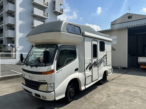 ☆ヒノ キャンピングカー キャブコン ディーゼル 平成13年式 車検あり キャンピング登録 リフォーム ナビ FFヒーター エアコン　